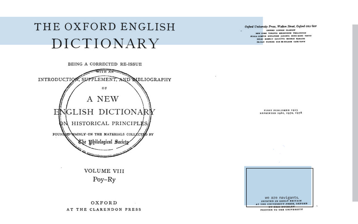 Cover of the 1913 edition of Oxford English Dictionary, volume VIII Poy-Ry